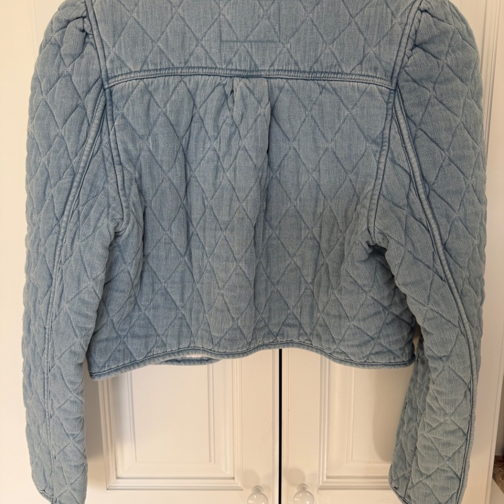 Quilted Denim cropped Jacket Small - Picture 3 of 4